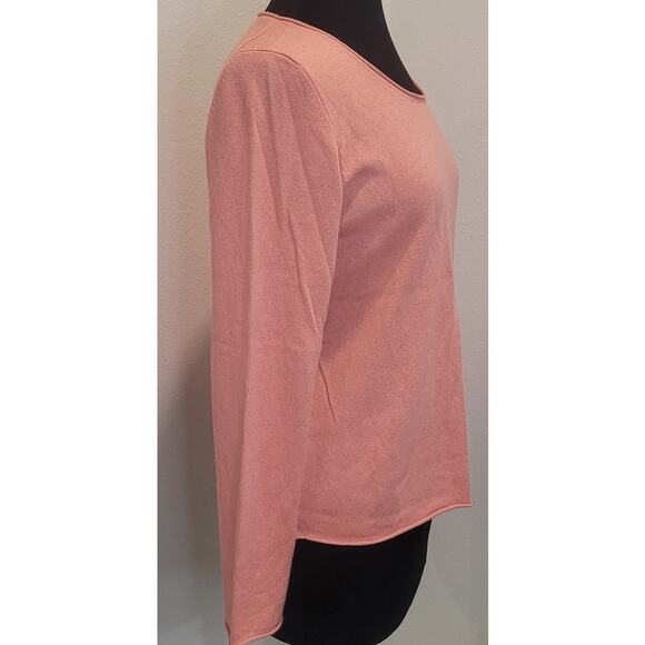 Eileen Fisher Scoop Neck Sweater – Lightweight Silk-Cashmere Blend – M – Orange - Picture 3 of 9